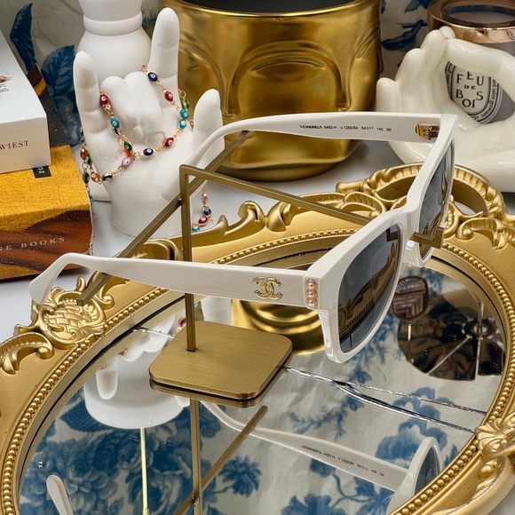 🆕 CHANEL 🧿 NWOT 5482-H Square Acetate Pearl CC Square Sunglasses, White - Picture 12 of 16